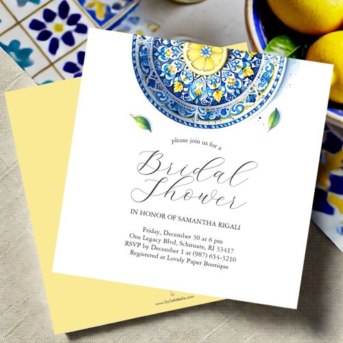 Bridal Shower Invitations Elegant Lemon Theme