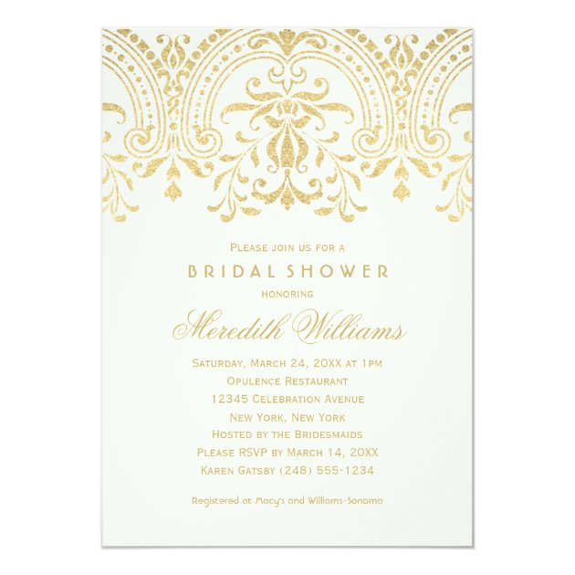 Bridal Shower Invitations | Gold Vintage Glamour