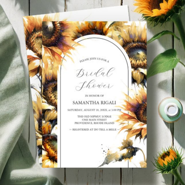 Bridal Shower Invitations Sunflower (Garden bridal shower invitations watercolor sunflowers Do Tell A Belle)