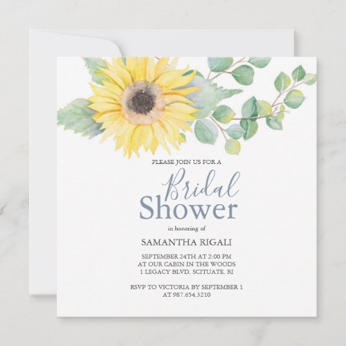 Bridal Shower Invitations Sunflower Eucalyptus