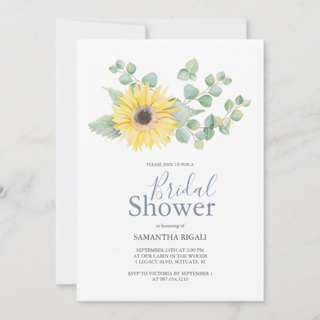 Bridal Shower Invitations Sunflower Eucalyptus (Front)