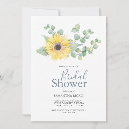 Bridal Shower Invitations Sunflower Eucalyptus