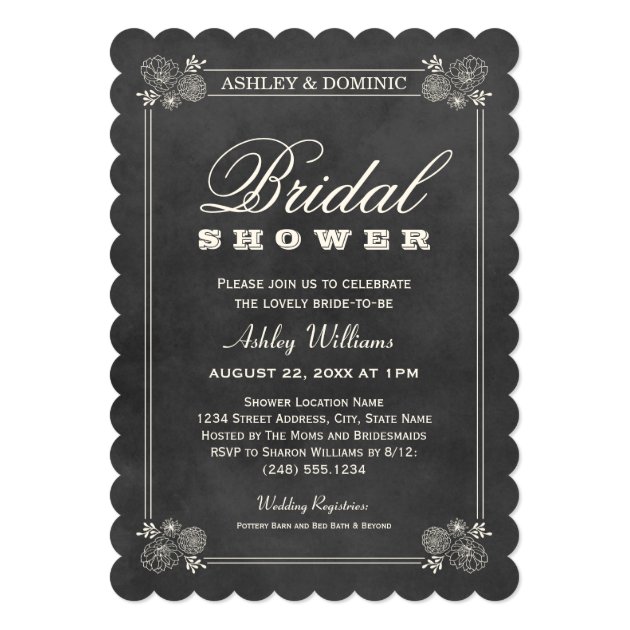 Bridal Shower Invitations | Vintage Chalkboard