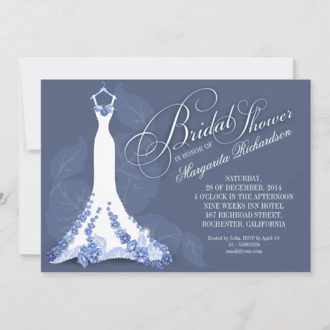bridal shower invitations with wedding dress | Zazzle