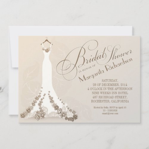 bridal shower invitations with wedding dress