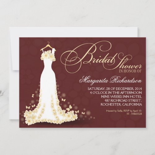bridal shower invitations with wedding dress