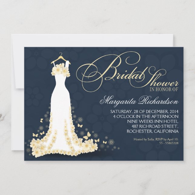 bridal shower invitations with wedding dress (Front)
