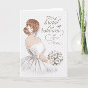 Bridal Shower Invite Bride in Taupe and White