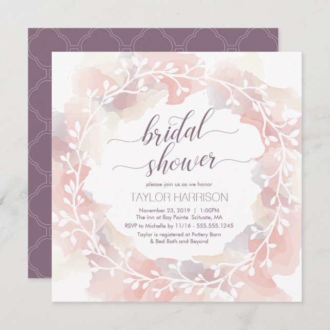 Bridal Shower Invite - Fall, Custom, Elegant (Front/Back)