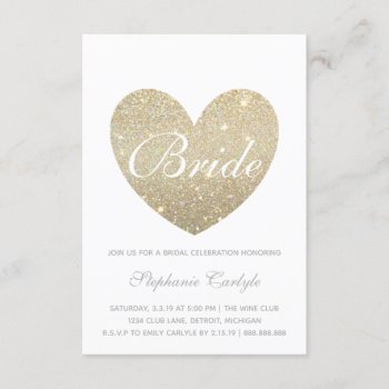 Bridal Shower Invite | Gold Heart Fab Bride Script by Evented at Zazzle
