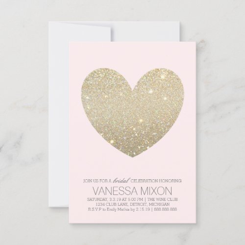 Bridal Shower Invite | Heart Fab Bride - Pink 3.5" X 5" Invitation Card