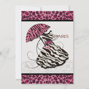 Bridal Shower Invite Leopard, Retro Dress, Paris