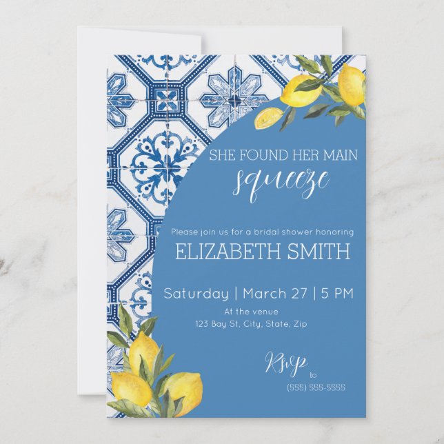 Bridal Shower Invite - Main Squeeze Italian Lemons (Front)