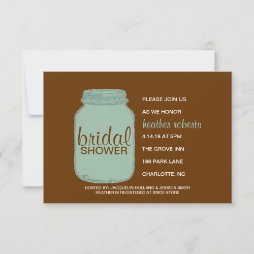 Bridal Shower Invite - Mason Jar - brown