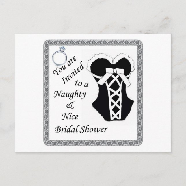 bridal Shower invite - Naughty & Nice black & whit (Front)