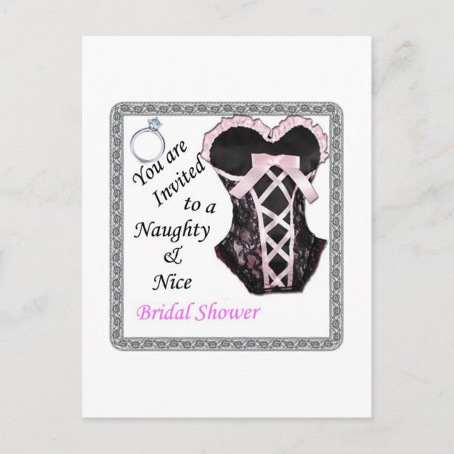 bridal Shower invite - Naughty & Nice Pink & black (Front)