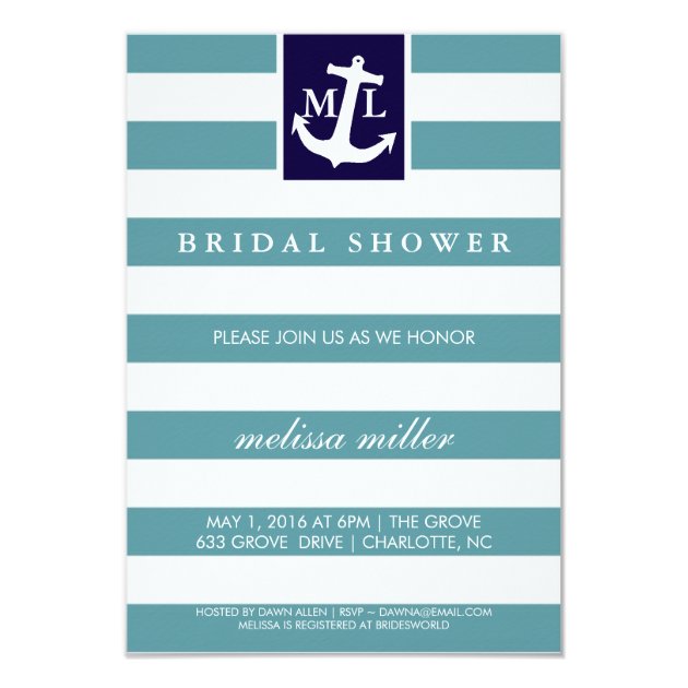 Bridal Shower Invite - Nautical Initials