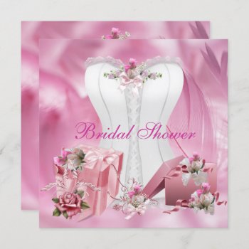 Bridal Shower Invite Pretty White Pink Corset 2 by Zizzago at Zazzle