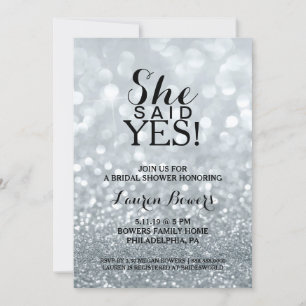Bridal Shower Invite - She Said Yes Silver
