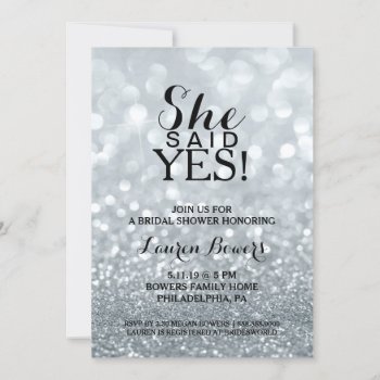 Bridal Shower Invite - She Said Yes Silver by Evented at Zazzle
