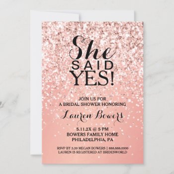 Bridal Shower Invite She Said Yes Silver Glitter by Evented at Zazzle