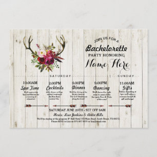 Bridal Shower Itinerary Bachelorette Antler Rustic Program