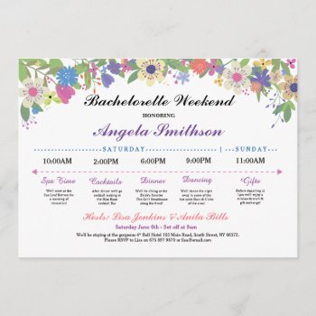 Bridal Shower Itinerary Bachelorette Purple Plan Invitation by WOWWOWMEOW at Zazzle