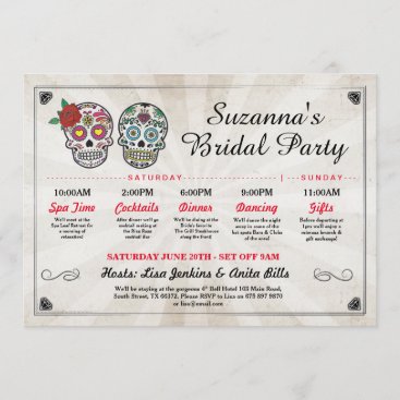 Bridal Shower Itinerary Bachelorette Sugar Skulls Invitation