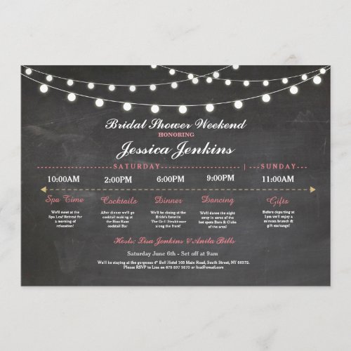 Bridal Shower Itinerary Chalk Pink Bachelorette Program