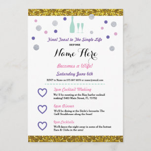 Bridal Shower Itinerary Champagne Invitation