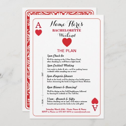 Bridal Shower Itinerary Las Vegas Cards Invite