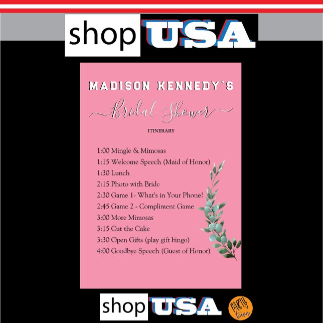 Bridal Shower Itinerary Plan  Fun Fab Eucalyptus Invitation (Creator Uploaded)