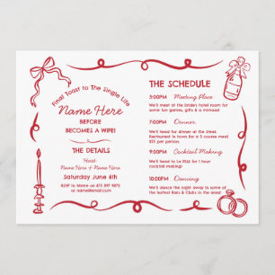 Bridal Shower Itinerary Whimsical Hand Drawn Program