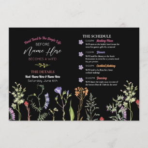 Bridal Shower Itinerary Wildflowers Floral Dark Program