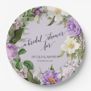 Bridal Shower Ivory n Lavender Ivory Peony Wreath Paper Plates