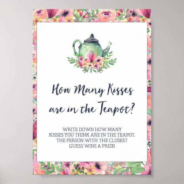 Bridal Shower Kisses in the Teapot Game Poster (Front)