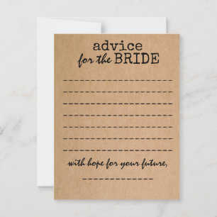 Bridal Shower Kraft Advice Card