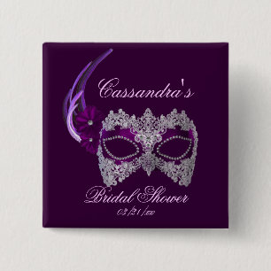"Bridal Shower" - Lace Masquerade Mask Button