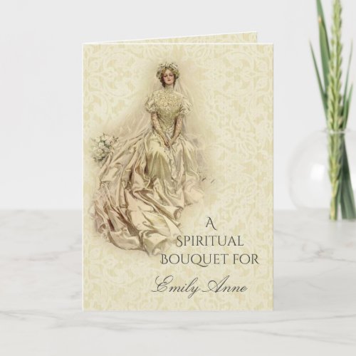 Bridal Shower Lace Spiritual Bouquet Prayers Thank You Card