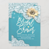 Bridal Shower Lace Sunflower String Lights Tiffany Invitation (Front/Back)