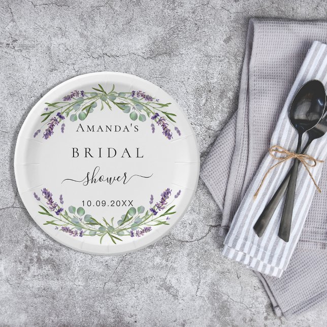 Bridal shower lavender eucalyptus greenery paper plates (Creator Uploaded)
