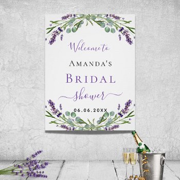 Bridal Shower Lavender Eucalyptus Greenery Welcome Poster by Thunes at Zazzle