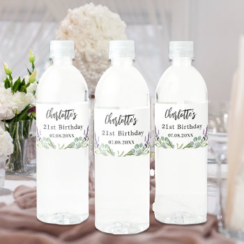 Bridal Shower Lavender Florals Eucalyptus Water Bo Water Bottle Label by Thunes at Zazzle