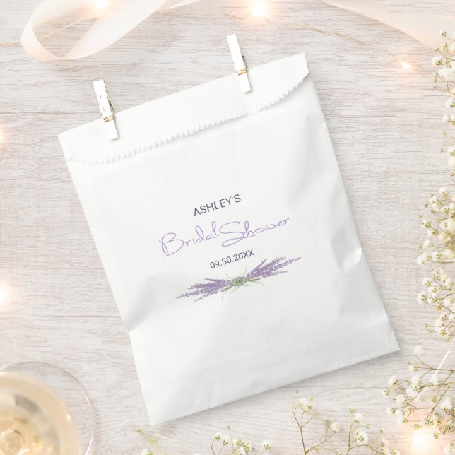 Bridal Shower Lavender Flower Bundles Custom Favor Bag (Clipped)