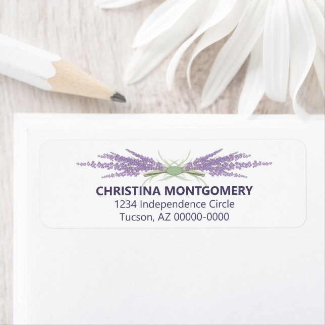 Bridal Shower Lavender Flower Herb Bundles Custom Label (Insitu)