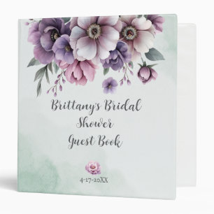 Bridal Shower Lavender & Green Floral 3 Ring Binder