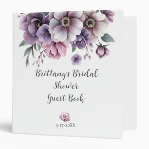 Bridal Shower Lavender & Green Floral 3 Ring Binder