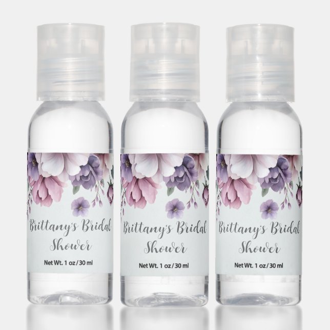 Bridal Shower Lavender & Green Floral Hand Sanitizer (Set)