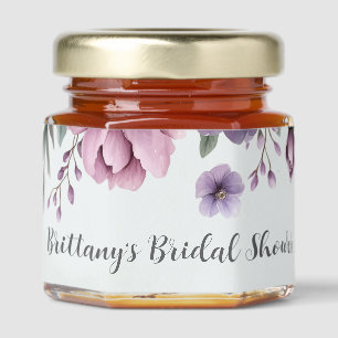 Bridal Shower Lavender & Green Floral Honey Jar Favors
