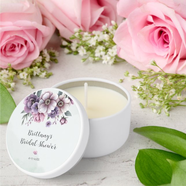 Bridal Shower Lavender & Green Floral  Mini Candle Favors (Insitu (Wedding))